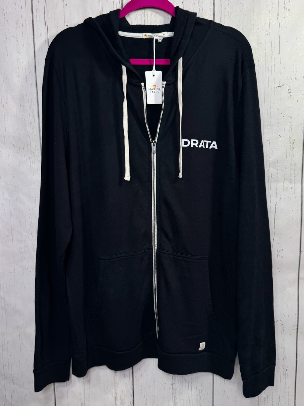 Marine Layer Black XL Drata Full Zip Hoodie NWT Athleisure Lounge Streetwear